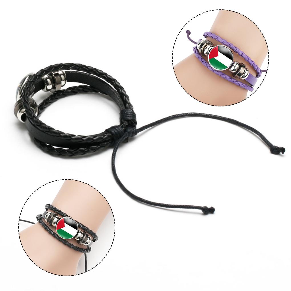 2pcs PU Minimalist Palestinian Flag Bracelets Comfortable To Wear Stylish Palestine Flag Bracelet