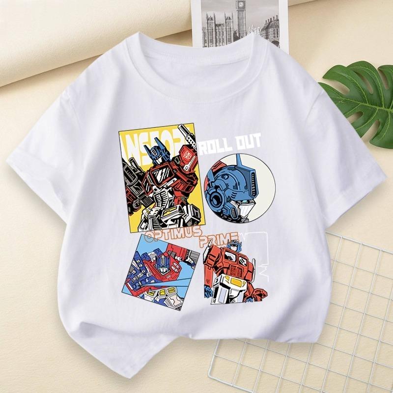2026 Summer Cotton Versatile Breathable Cool Parent Child Wear Transformers Autobots Attack Cartoon Printed Children's T-shirt