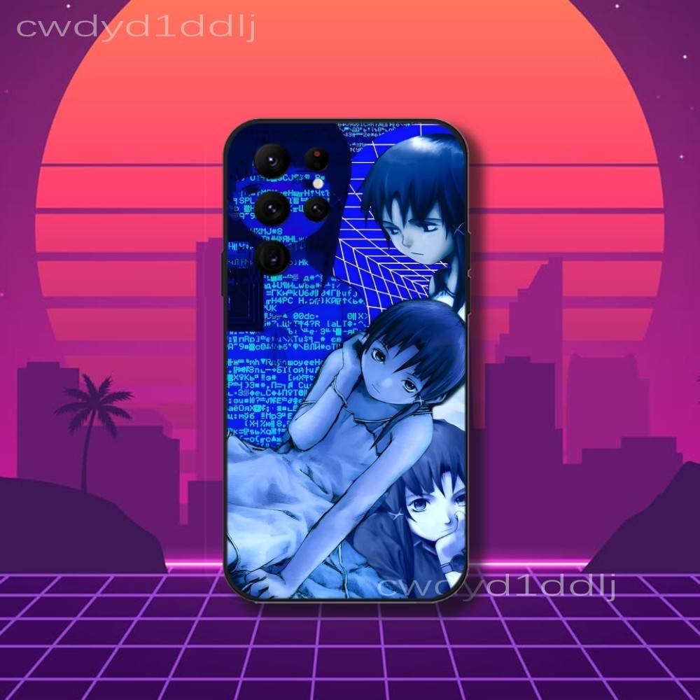 Serial E-Experiments Lain Phone Case For Samsung S10,S21,FE,S21 ,S26,S25,S24,S23,Ultra,S9,S22,Plus Black Shockproof Silicone Sof