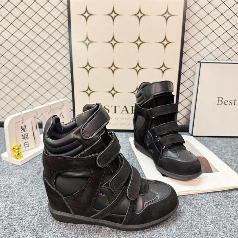 

Новий Стиль Шкіряні Високі Кросівки на Липучках для Жінок, Повсякденні Спортивні Кросівки на Товстій Підошві з Внутрішнім Підйомом, Модні Повсякденні Туфлі 40