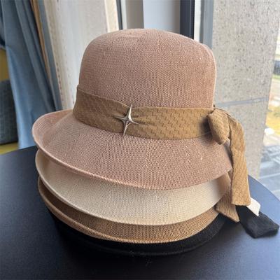 Fisherman's Hat Women's Bow Curled Sun Hat Travel Breathable Women's Versatile Basin Hat
