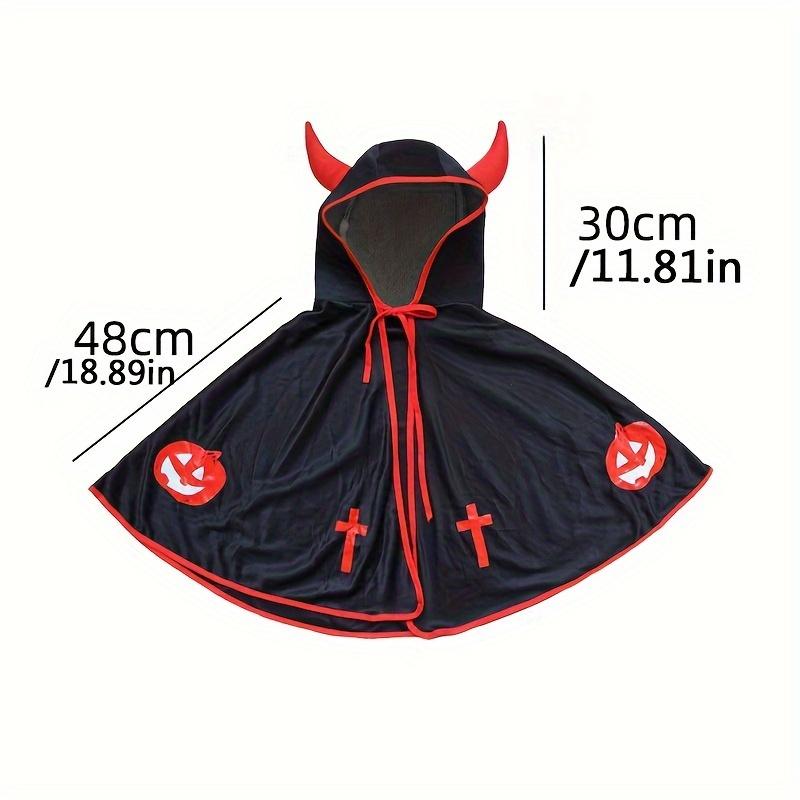 1Pc Four - Color Devil Horn Cloak - Kids' Performance Costume, Festive & Party Prop, Spooky Halloween Outfit Accessory