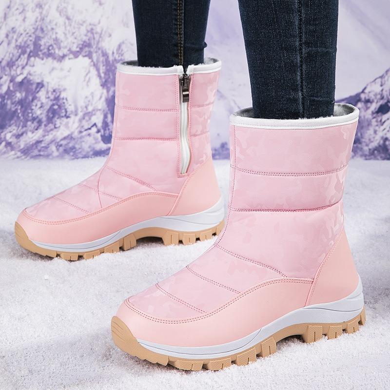 Outdoor Snow Boots Women's Velvet Thickened Cotton Shoes, Winter Zipper Thick-soled Warm Cotton Shoes