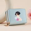 Kpop Hunter Witch Crew Classic Pebble Leather Coin Purse Short Accordion Wallet with Dual Zippers, Multi-Slot Card Holder