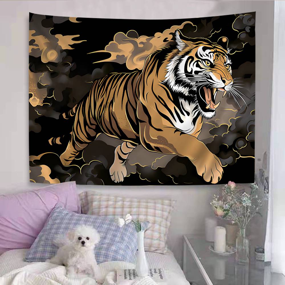 Tiger Pattern Anime Tapestry Indian Buddha Wall Decoration Witchcraft Bohemian Hippie Wall Hanging Sheets