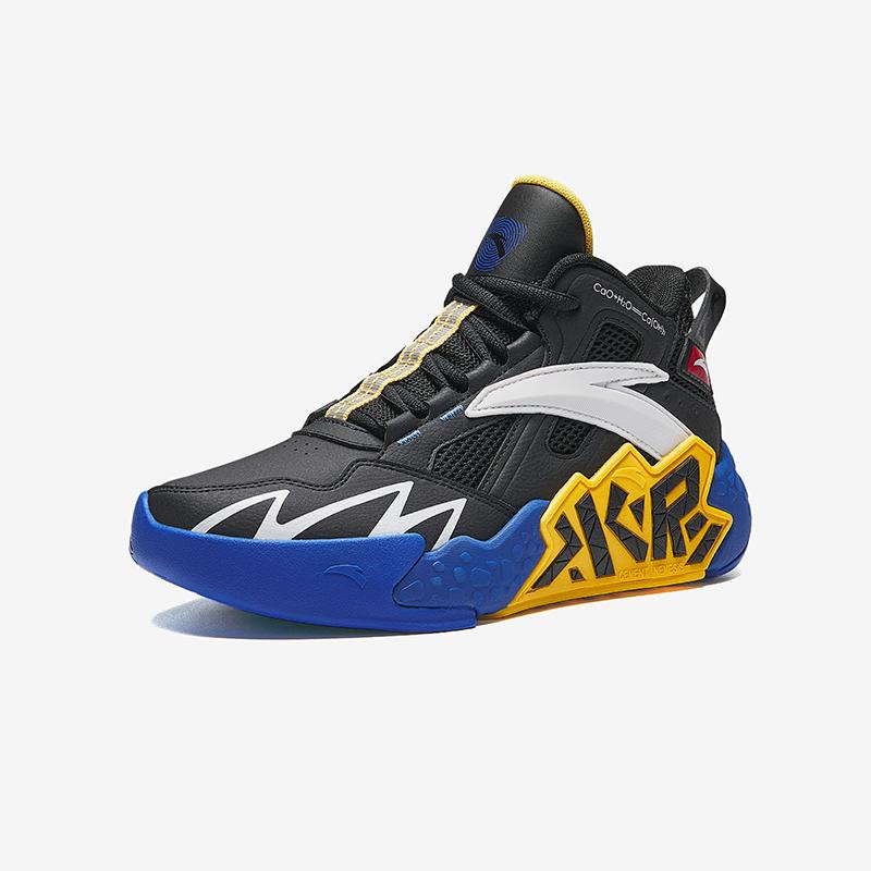 Anta Kids Cement Krypton Professional Basketball Shoes Kids Sneakers Black Blue Yellow A12441107-2