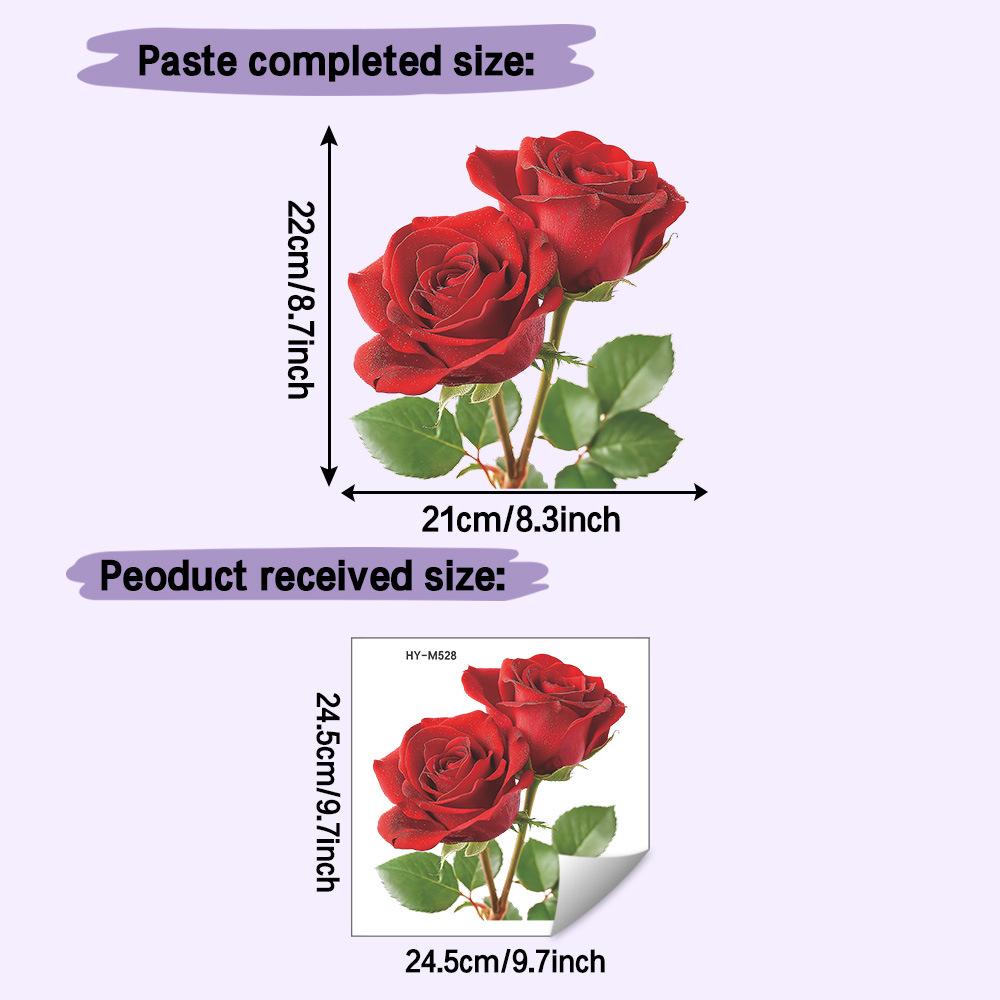 Самоклеящиеся Романтические Цветы Розы Наклейки на Туалет для Ванной Комнаты Домашний Декор 25x25cm разноцветный