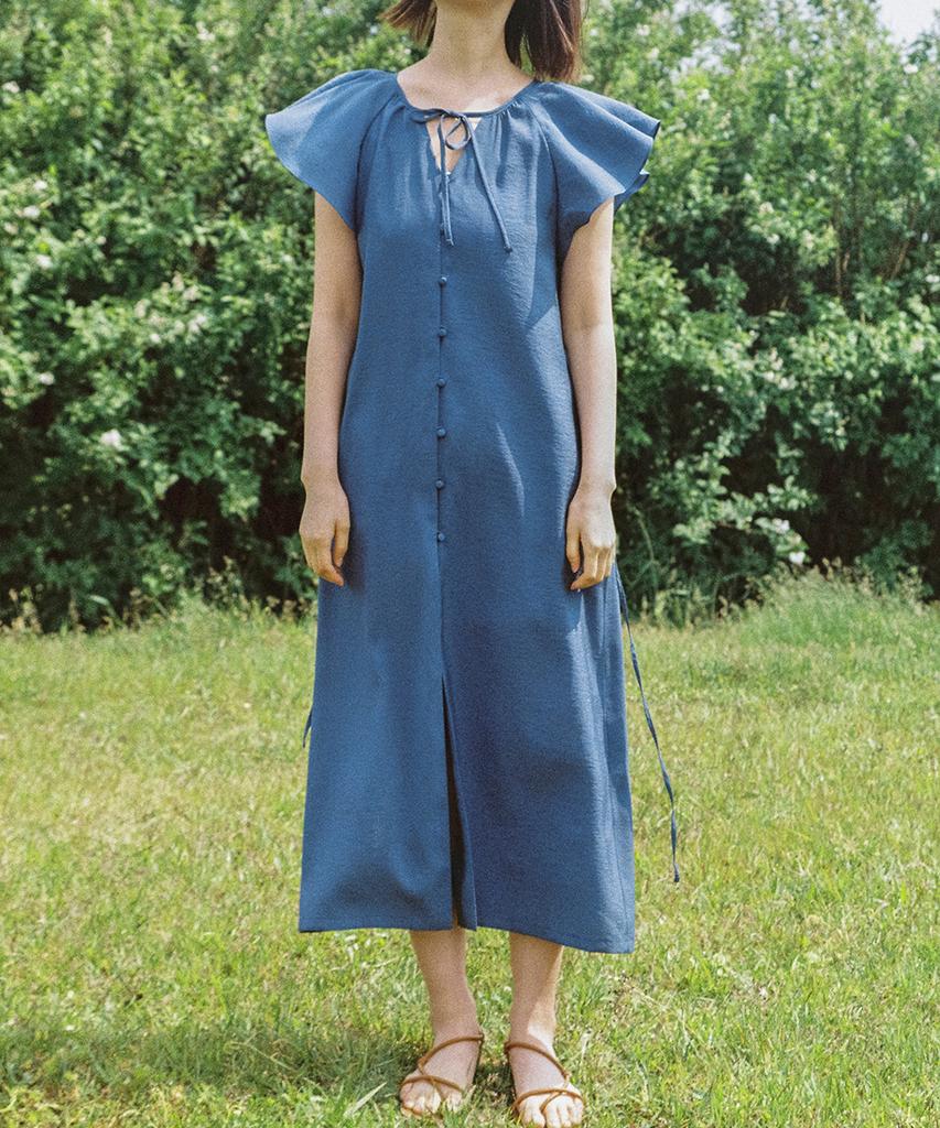 Kamdaun Sheer Long Dress - Blue