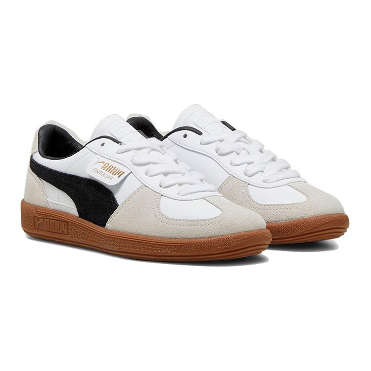 Puma Palermo Leather Velké Dítě Bílá Černá Gumová Dětské Tenisky Vapor-Grey 397275-01