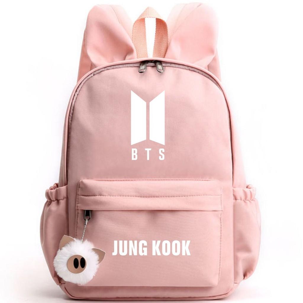 Bunny Kpop Bts Rabbit Ears Backpack Girls School Bags V With Piggy Pendant Plush