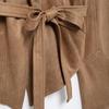 Kaslead New Arrival Women's Clothing Fashion Style Fashion Minimalist Waist Trimming Lace Up Suede Fabric Jacket Outwear