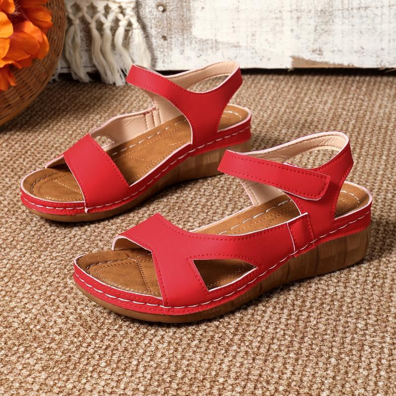 Women's Plus Size Platform Wedge Sandals Open Toe Slip-On with Velcro Straps for Summer