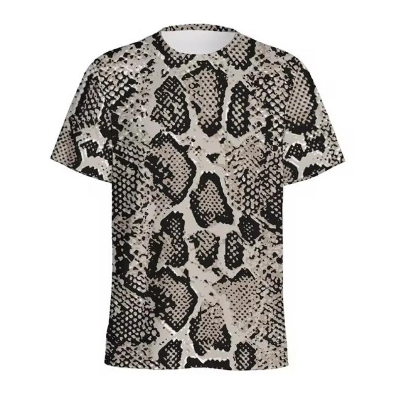 Fashion Snake Scales Pattern T-shirt For Men 3D Printed Animal Skins Graphic Round Neck Tee Shirt Tops Short Sleeves T Shirts