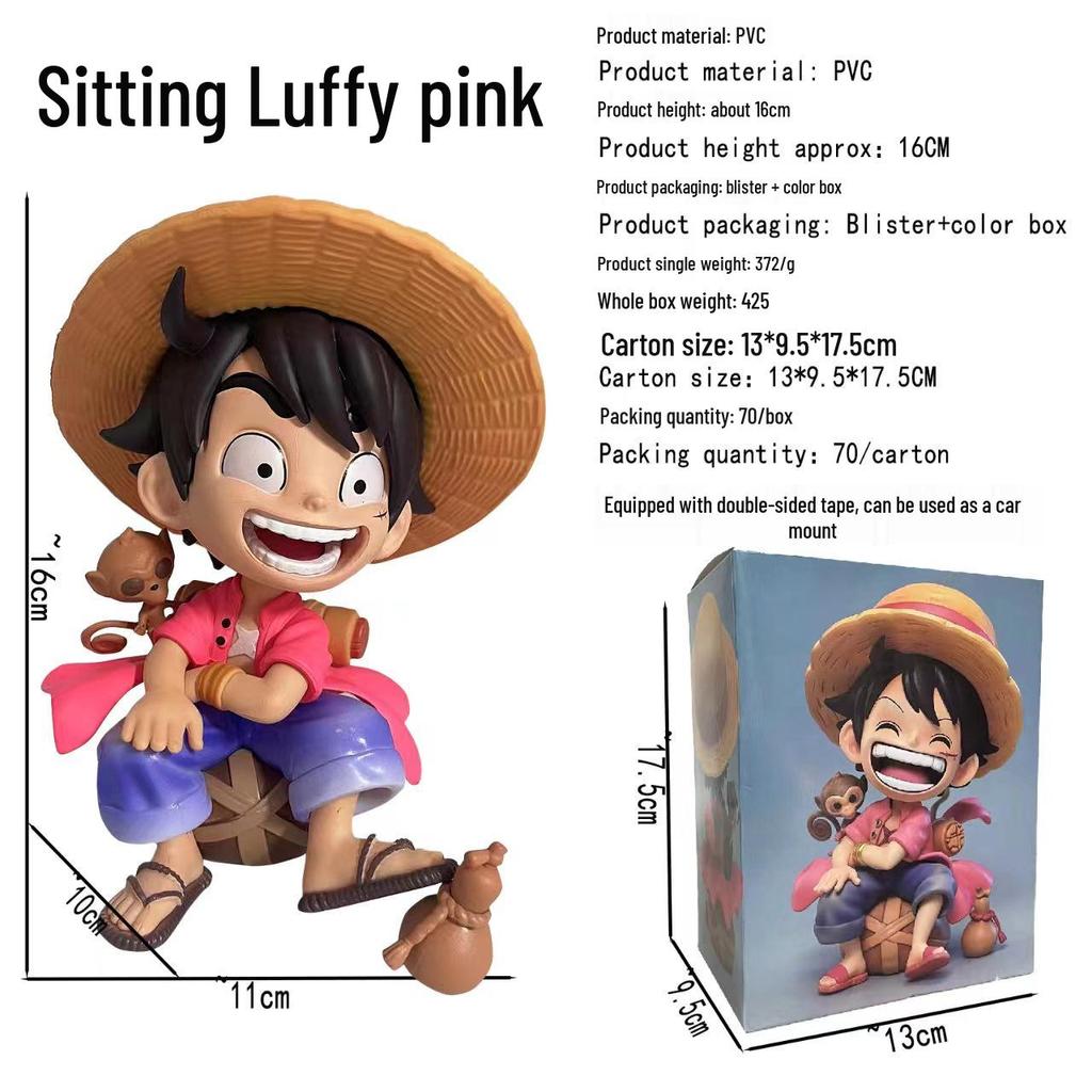 Straw Hat Luffy & Zoro Pink Sitting Pose Trendy Toy Figure - Boxed Car Ornament