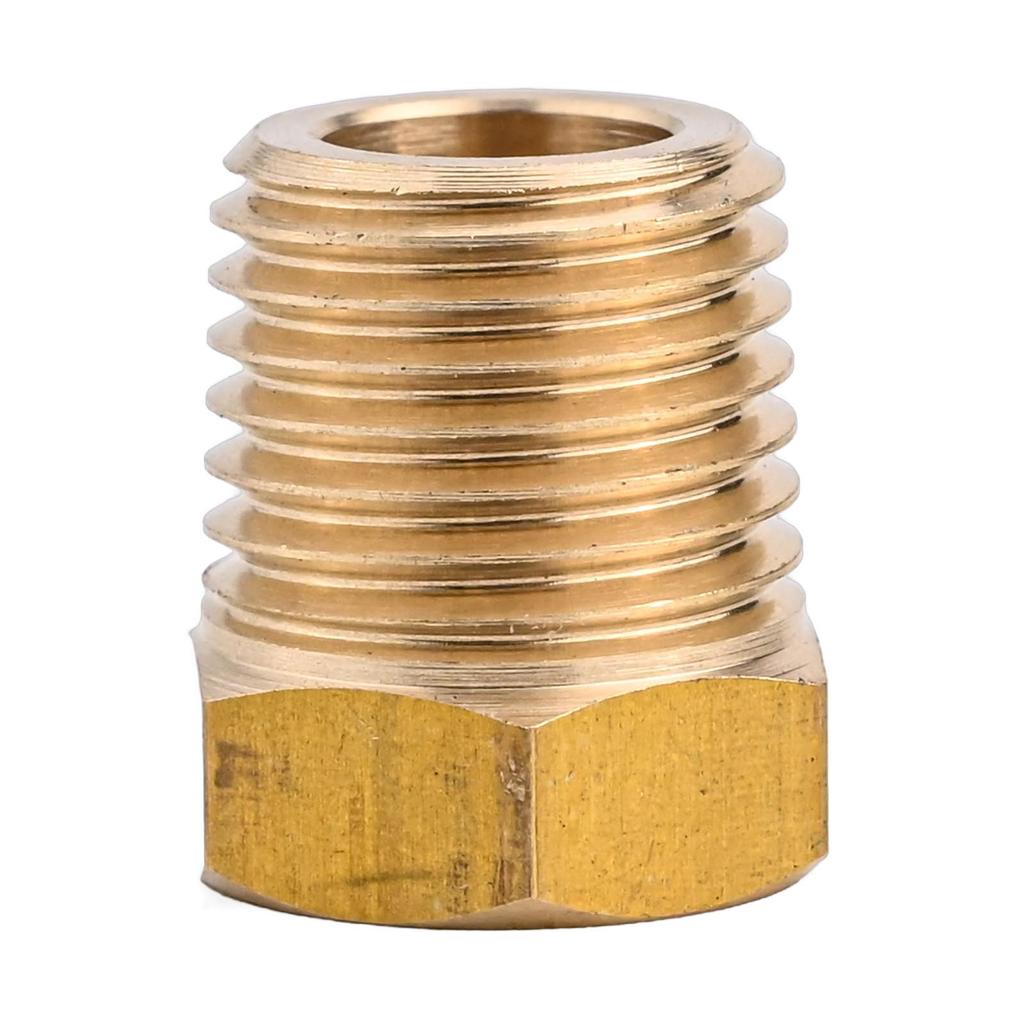 Stylish Brass 14 NPT Male To 18 NPT Female Pipe Reducer Adapter 1/4 NPT Male to 1/8 NPT Female Gold Color Coated