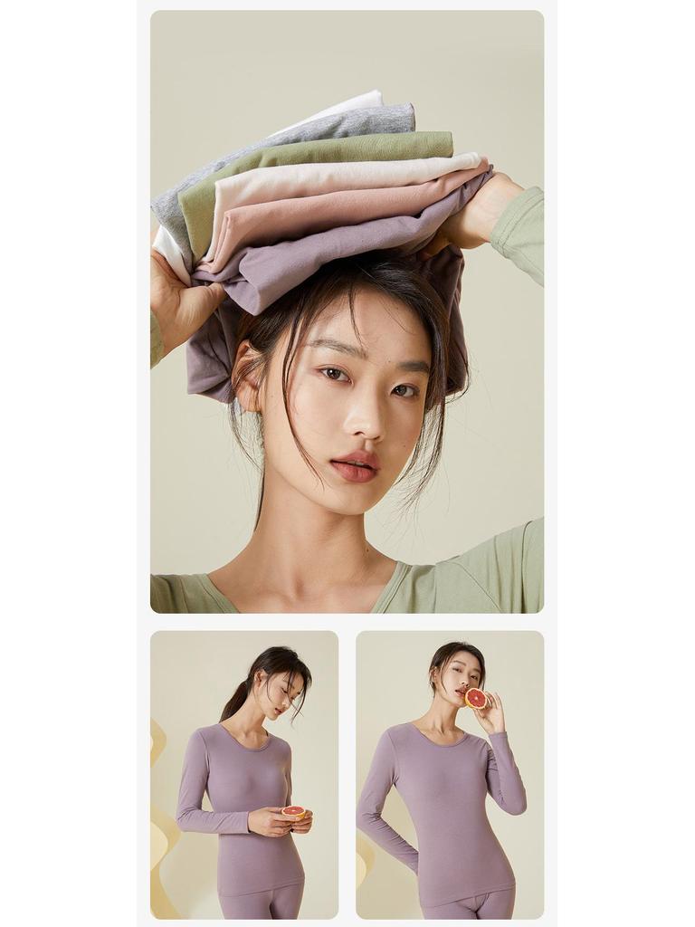 Women's Slim Fit Cotton Thermal Underwear Set for Autumn and Spring