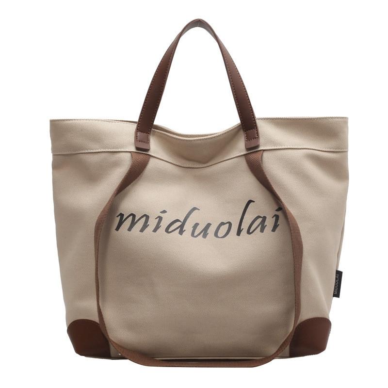 High-end Urban Style Canvas Tote Bag With Large Capacity For Women In Black