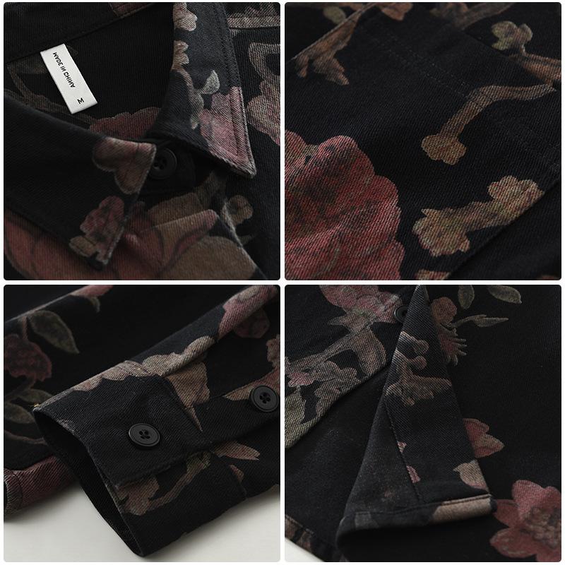 Japanese Fashion Men Long Sleeve Printed Shirts Spring and Summer New Men Tops Youth Streetwear