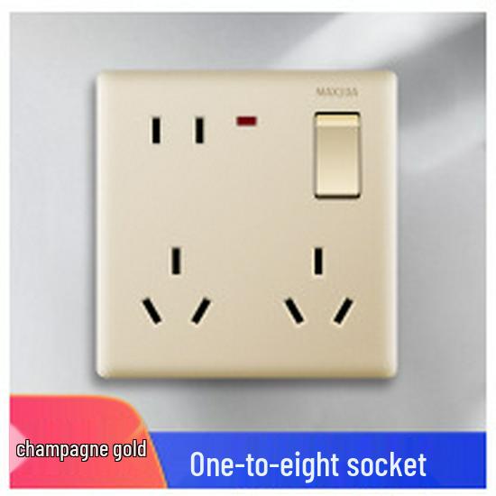 White Recessed Single Gang 86-Type Wall Switch Socket Panel with 8 Multi-Hole Outlets