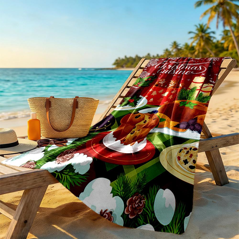 Christmas Beach Towel Super Soft Microfiber Quickdry Fabric Comfortable Lightweight