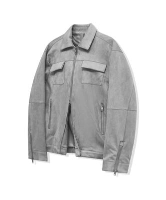 Ironyporno Whiteline 86-Iro072 Cruelty-Free Solid Standard Suede Jacket Grey