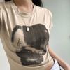 Vintage Chic Print y2k Crop Top Crewneck Slim Short Sleeve T-shirt Summer Harajuku  Streetwear y2k Retro Tees Shirt Women