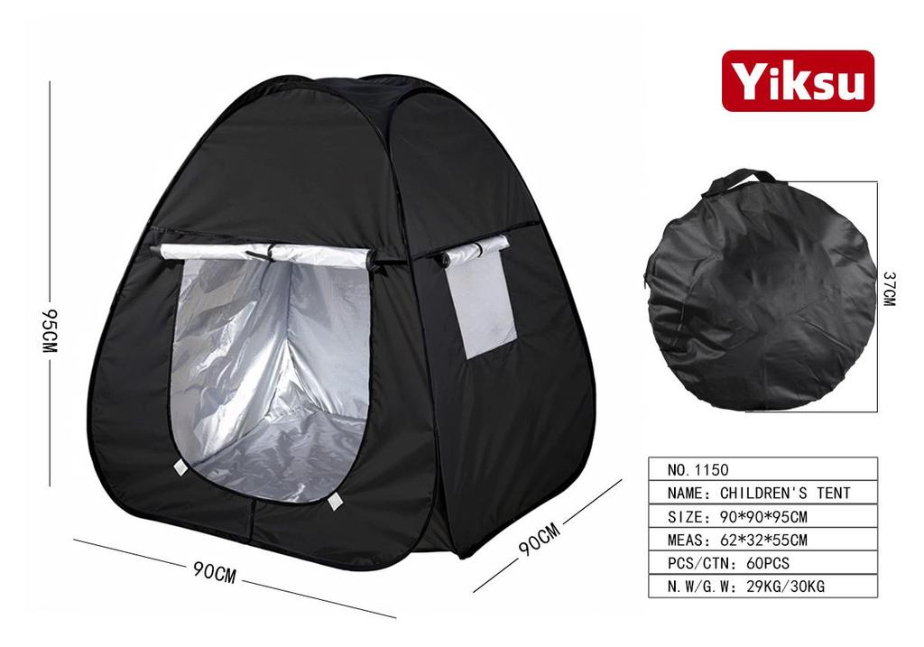 Children's Foldable Indoor/Outdoor Secret Base Tent - Black Sunshade Toy House