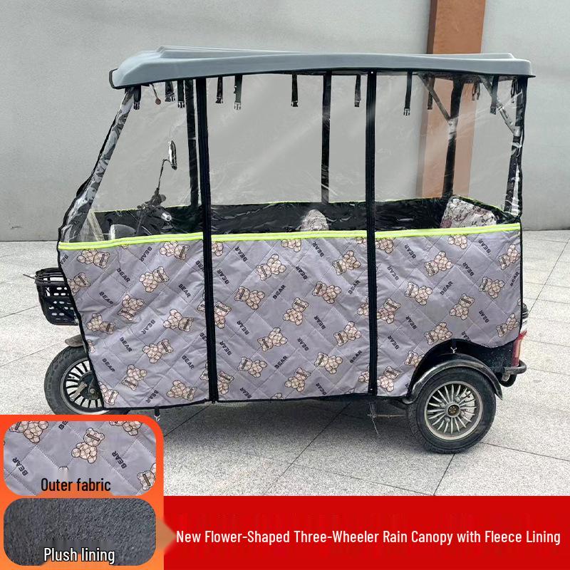 Helt Inneslutet Genomskinligt Regnskydd för Elektrisk Trehjuling MiniBuss