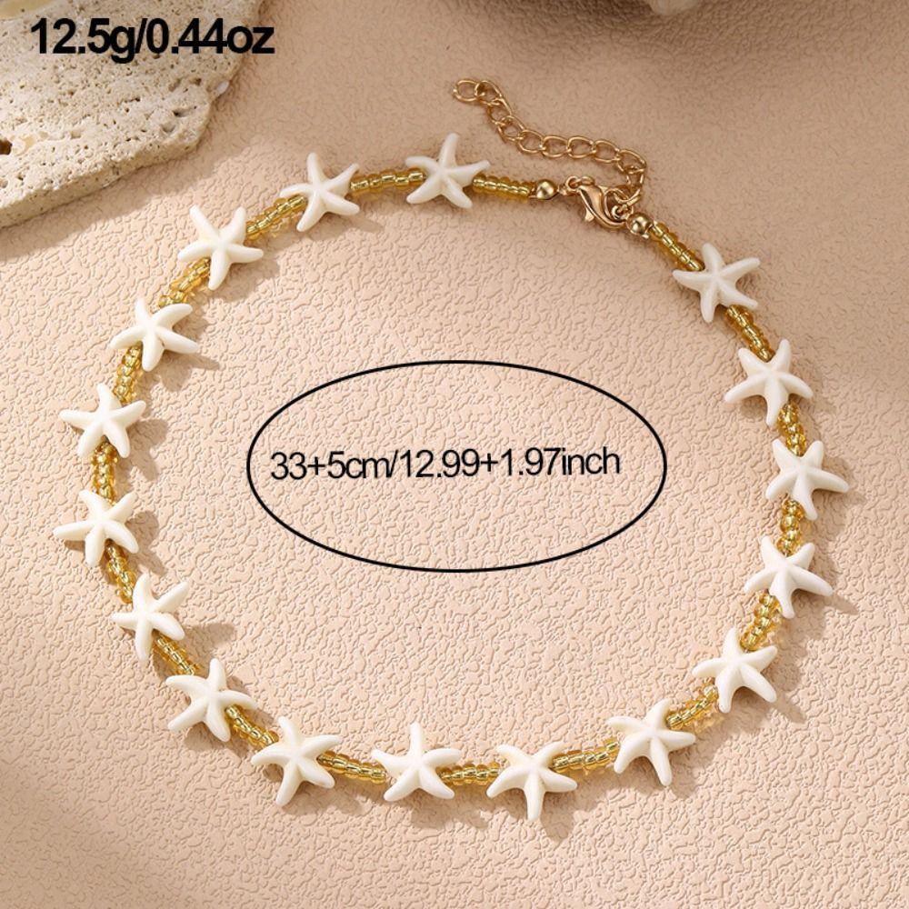 Texturierte Stränge Strand Boho Halskette mit Seestern Choker Neue Muschel Halskette für Damen Mädchen
