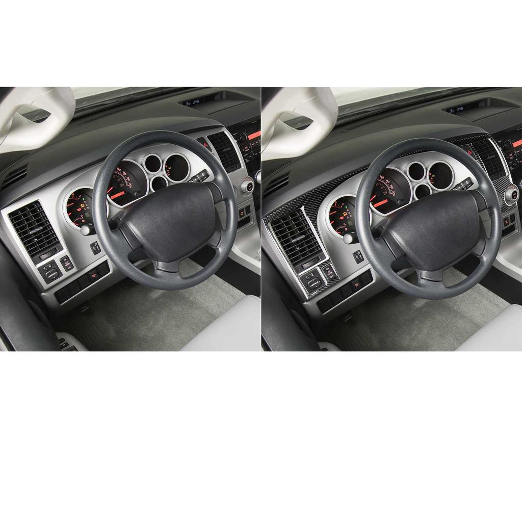For Toyota Tundra Sequoia 2007-2013 Carbon Fiber Main Driver's Dashboard Air Vent Panel Cover Decorative Car Accessories Sticker