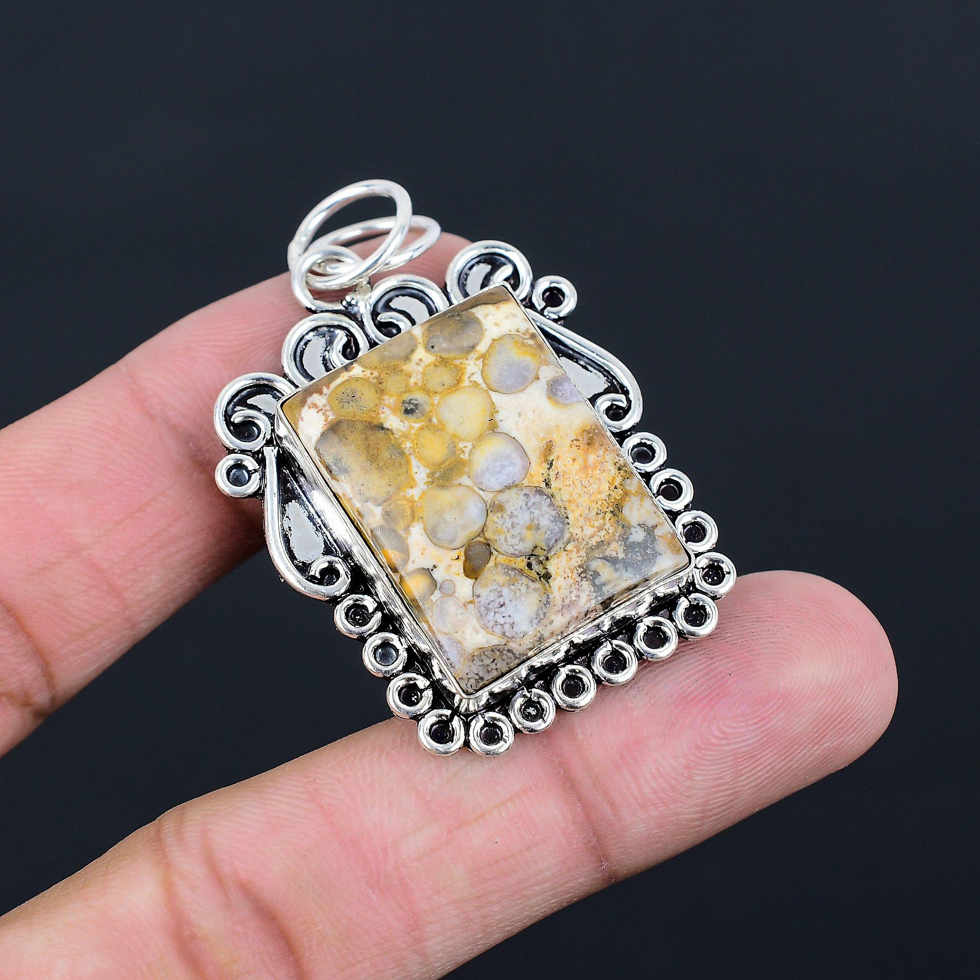 Natural Cobra Jasper Gemstone Pendant 925 Sterling Silver Jewelry For Women