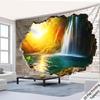 Sunshine Waterfall Forest Digital printing polyester wall tapestry suitable for use in living rooms bedrooms offices bars party