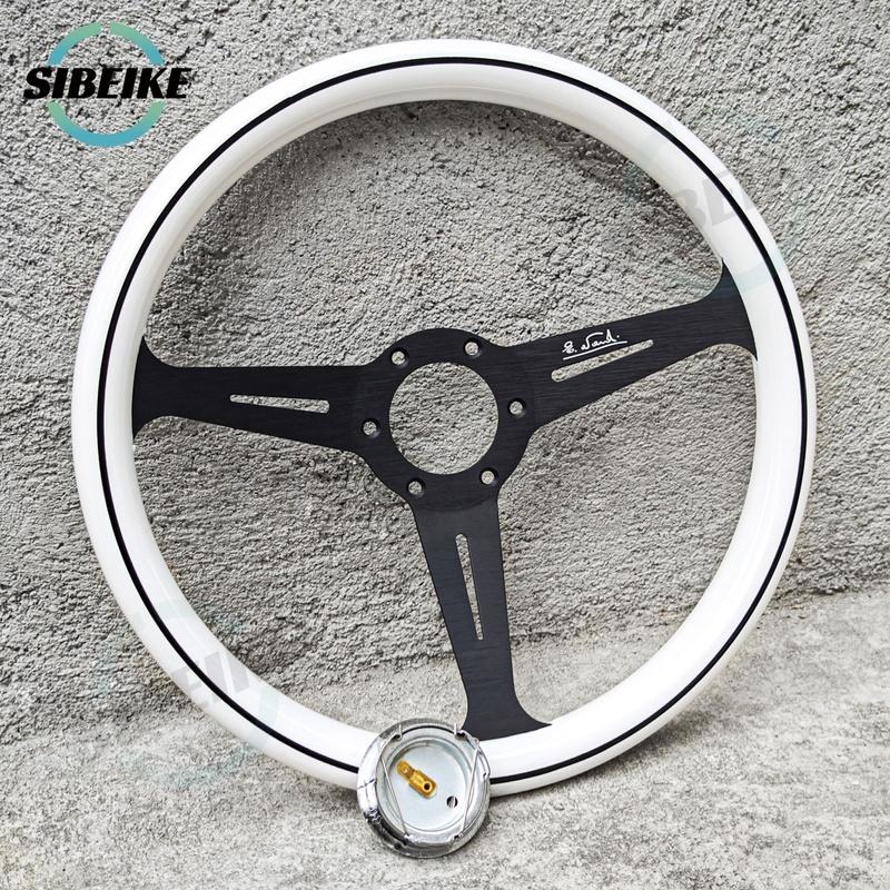 JDM Universal 14inch White Steering Wheel Classic Racing Sports Steering Wheel Car Accessories
