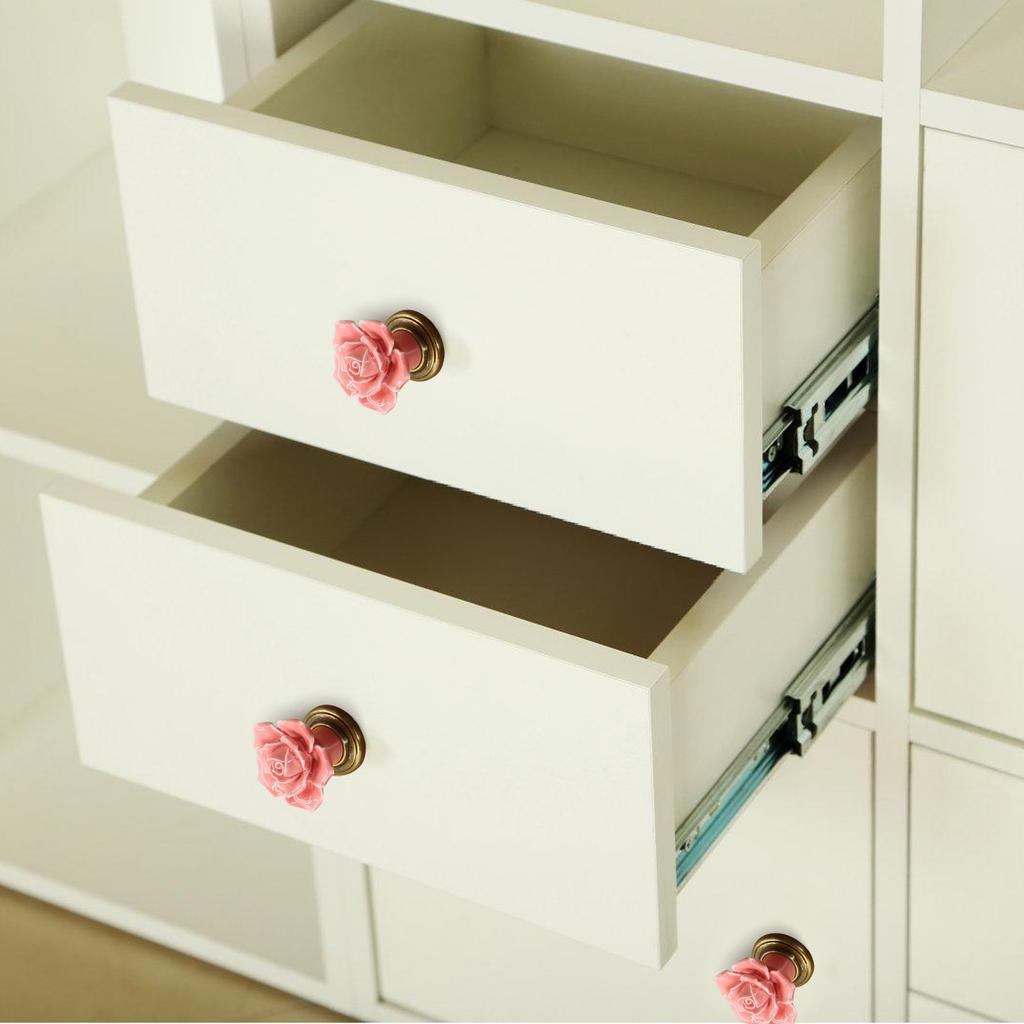 4 Stück Elegante Florale Keramik Schrankknöpfe mit Zinklegierungsschrauben für Möbel Kleiderschrank Kommode Schubladengriffe Verwendung
