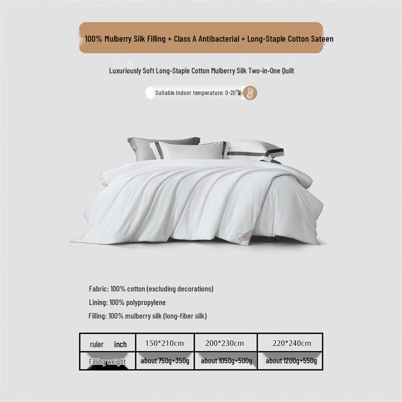 

Mercury Home Textiles Two-in-One Mulberry Silk Quilt 1.5x2.1m