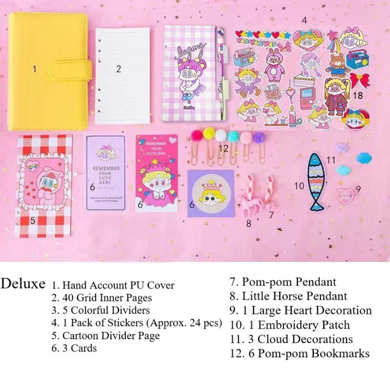 Fairy Instagram Style Hand Account Book Set Cute Macaron Color Girlish Notebook Journal with Stickers and Decorative Accessories Perfect Gift for Girl