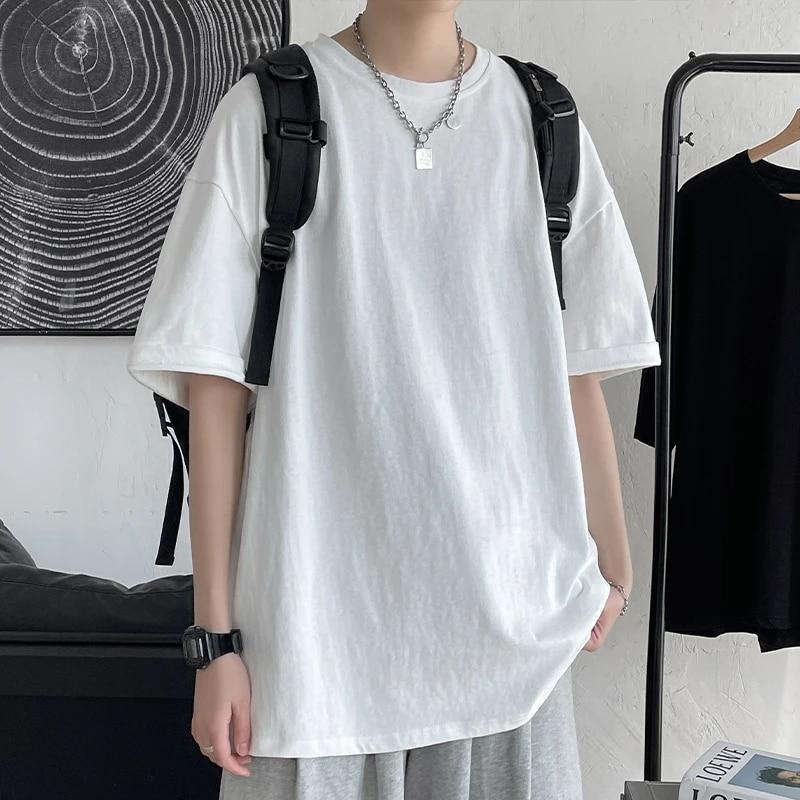 

Хлопковая футболка для мужчин, однотонные летние футболки 2024, женская базовая футболка, повседневные свободные топы с короткими рукавами, классические женские футболки US XXXL белый