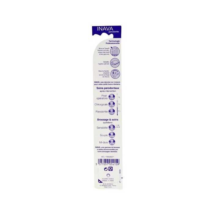 Brosse à dents - Inava - Parodontie - Brins coupés en V - Manche flexible - Hygiène optimale
