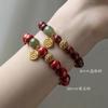 Natürliches lila Goldsand- und Hetian-Jade-Armband für Paare, mit einem Zirkonia-Glücksbringer, beliebter Online-Stil Partnerarmband