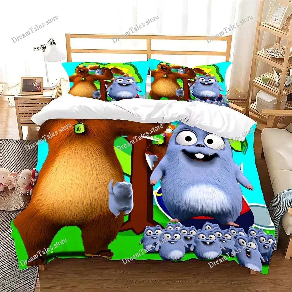 Copripiumino Federa Set Biancheria da Letto Cartone Animato Grizzy Lemmings Adulto Ragazzo Ragazza Decorazione Camera da Letto Regalo per Bambini Singolo Matrimoniale Grande74