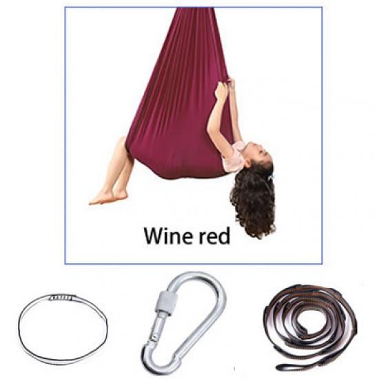 150x280cm Full Set Kids Home Hanging Swing Seat Yoga Fitness Hammock Nylon Elastic Therapy Cuddle Wrap Aerial Yoga