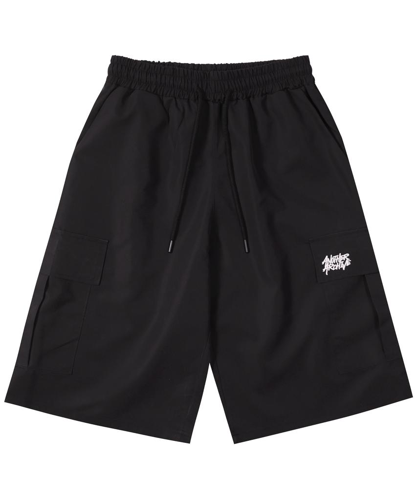 ANOTHER ARCHIVE Nylon Bermuda Cargo Wide Logo Shorts_Khaki
