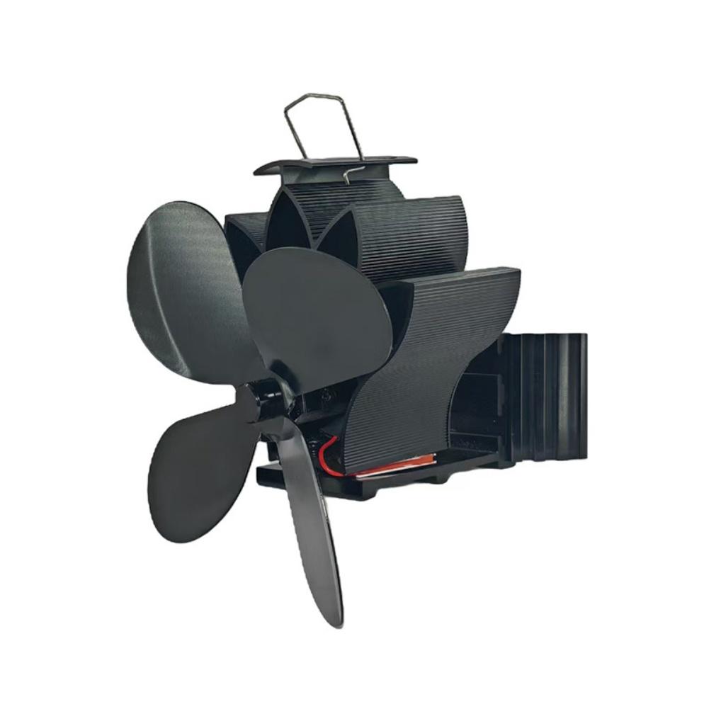 Wood Stove Fan Heat Powered Fireplace Fan Log Wood Burner 4 Blade Fireplace Fan Winter Warm Heat Distribution Aluminum Alloy