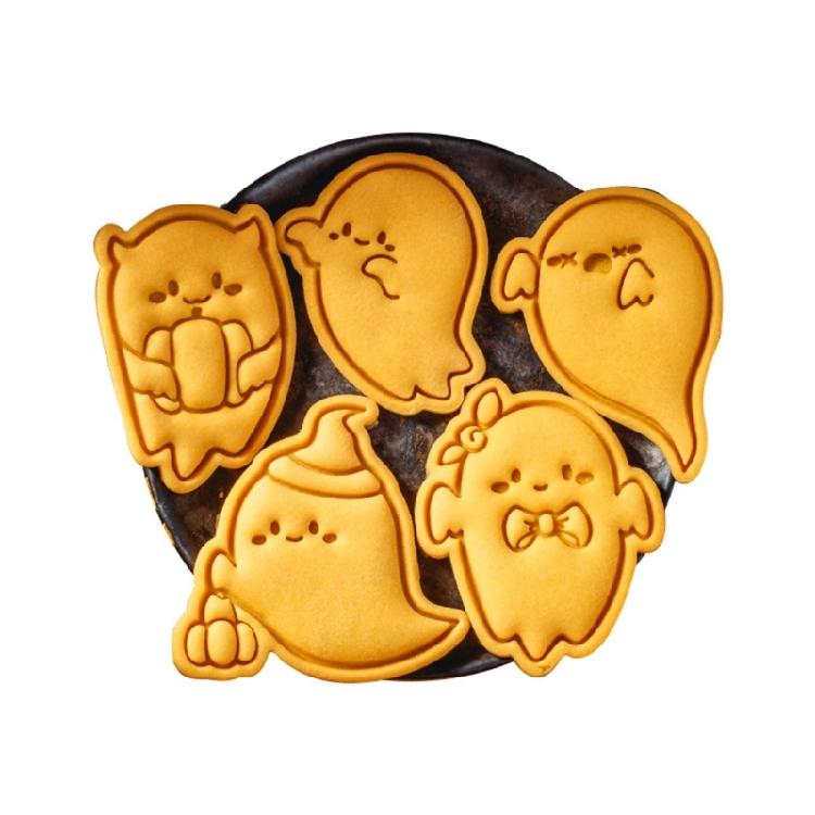 5Pcs Halloween Themed Cookie Cutter Set Halloween Biscuits Molds Set Eerie Specters Shape Biscuits Silicones Molds