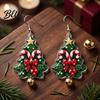 Christmas Acrylic Earrings 1 Pair Tree Dangle Earrings 2D Flat Xmas Winter Outfit Accessories Bow Candy Cane with Bell Holiday Party Jewelry