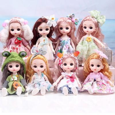 Ball Jointed Dolls 17cm BJD Doll Toys With Clothes Outfit Shoes Non-Adjustable Hair Makeup,Best Gift For Girls Kids
