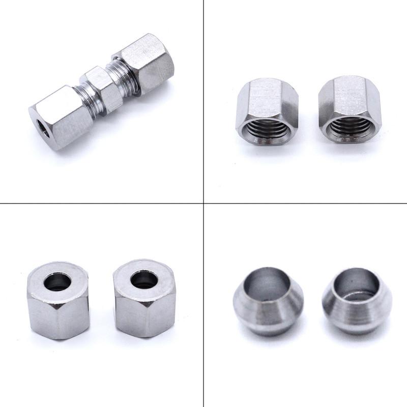 10pcs Universal Brake Line Union Fittings Straight Reducer Compression Kits Connector 3/16" OD Hydraulic Brake Lines Pipe Car