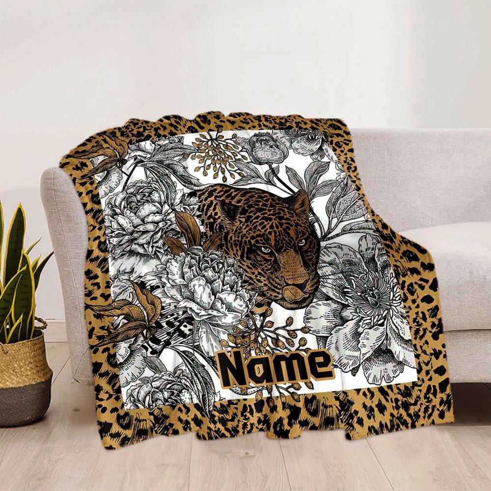 Animal Floral Leopard Home Customize Your Name Blankets Comfortable Soft Lightweight Allseason Multipurpose Blanket For Picnics Sofas Offices Beds