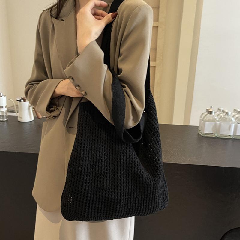 Women Shoulder Bags Large Capacity Crochet Tote Bag Fashion New Knitting Handbags Female Hollow Woven Shopping Bag