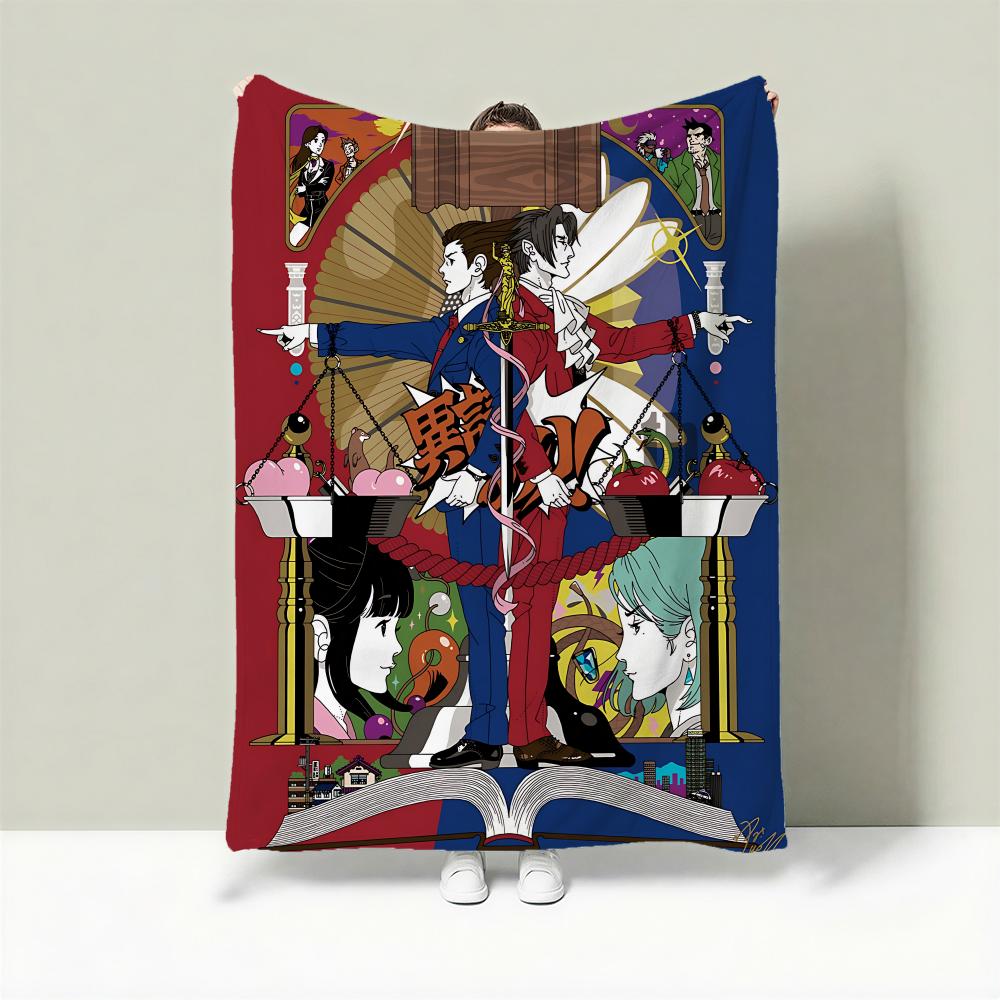 Game A-Ace Attorney Throw Lightweight 240g Flannel Blanket Soft Skin-friendly for Summer Cooling 75X95CM